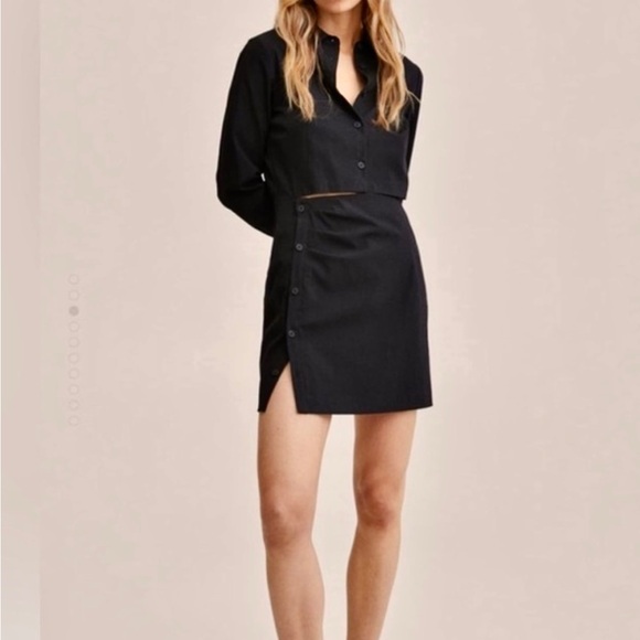 Mango MNG - NWOT black cutout button front mini shirt dress - Picture 12 of 13